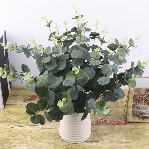 

green artificial leaves large eucalyptus leaf plants wall material decorative fake plants for home shop garden party decor 42cm