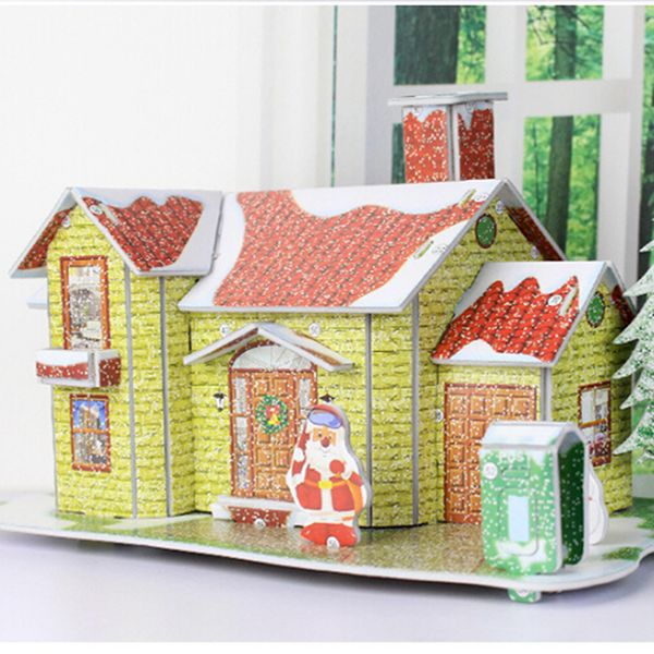 

christmas crafts house diy doll house toy 3d paper craft models puzzle toys xmas children favor gifts diy manual three-dimension