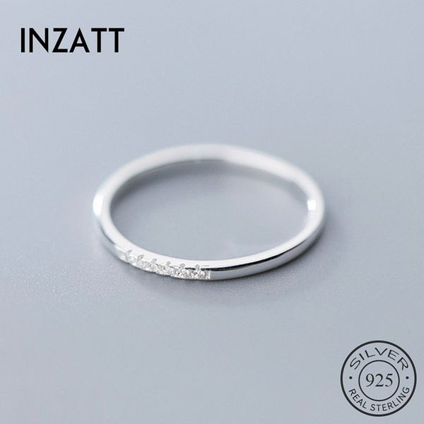 

inzatt real 925 sterling silver zircon round geometric ring for fashion women cute fine jewelry 2019 minimalist accessories gift
