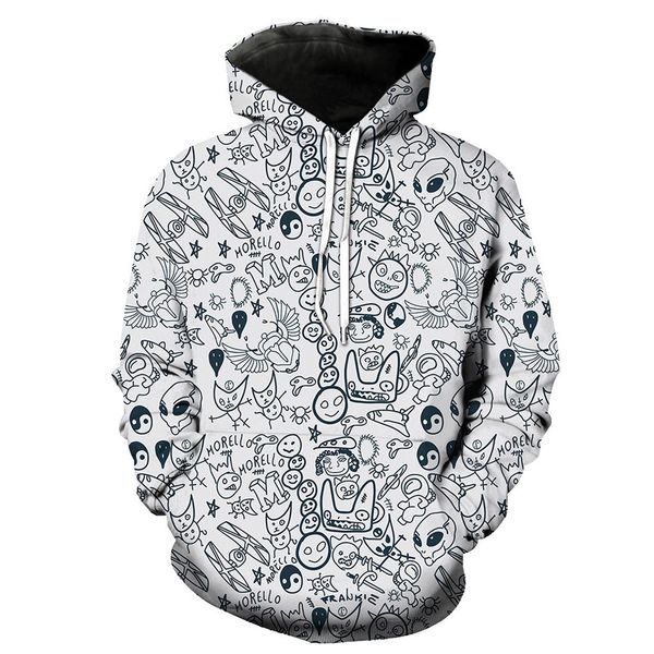 

blouses mens 2019 3d funny hand paint jacket long sleeve hooded new style coat hoodie thicken blouse billie eilish hoodie, Black