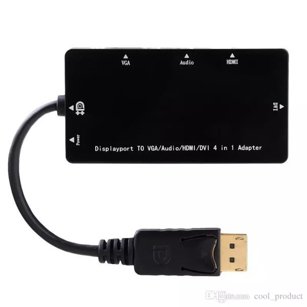 

displayport dp male to dvi hdmi vga audio female adapter display port cable converter for computer 4 in 1 universal adapter cable
