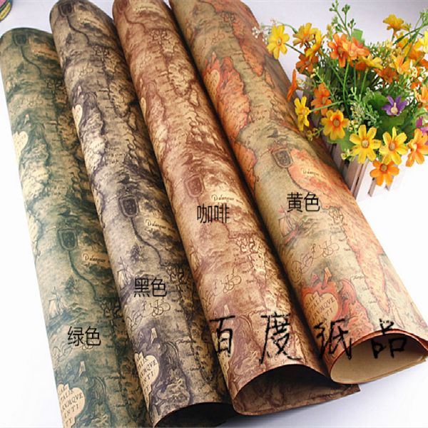 

kraft paper vintage gift color nautical chart diy book bouquet packaging wallpaper wrapping wall stickers 20pcs/lot