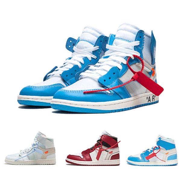 

2019 Jointly Signed High OG 1s Chicago Mens Basketball Shoes UNC 1 Poder Blue White Blue Red Sneakers North Carolina Women Trainers With Box
