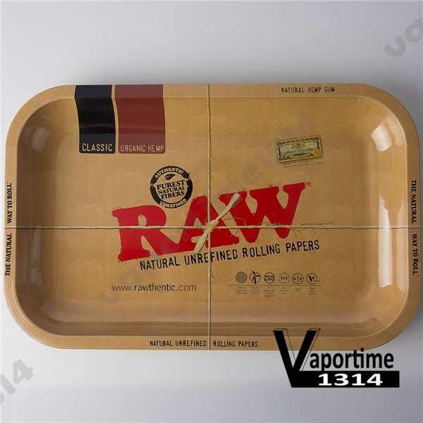 Raw Medium Size 275 * 175 * 23mm Tabacco Rolling Vassoio di metallo Chic Hand Roller Tabacco Grinder Glass Pipe Smoking Cig Tools Rolling Trays 14