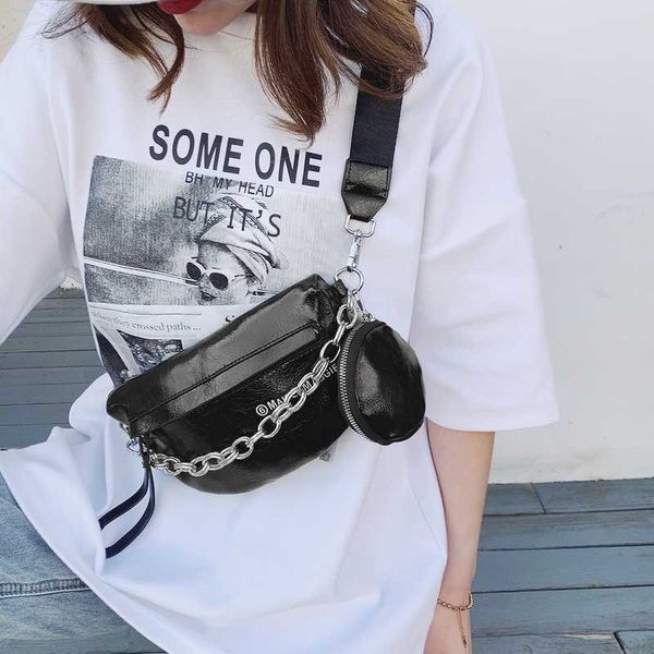 

ansloth waist bag women chains chest bag letter fanny pack fashion belt leather composite luxury fanny pack phone hps886