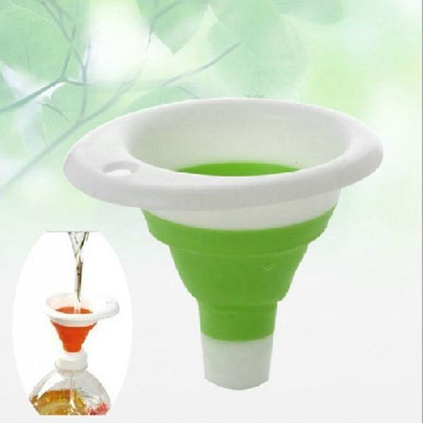 

2pcs/lot mini silicone gel foldable funnel cute collapsible kitchen tool
