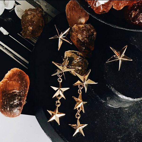 

fashion brand metal star stud earrings for women punk jewelry 2017 gold earring female brincos club party bijoux vintage bijoux, Golden;silver