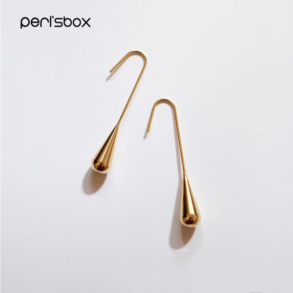 

peri'sbox minimalist gold color water drop earrings for women simple metal teardrop earrings statement earrings boho jewelry, Silver
