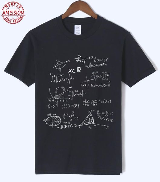 

science t shirts 2019 summer funny math formulas print men t-shirt 100% cotton harajuku short sleeve o-neck t-shirt, White;black