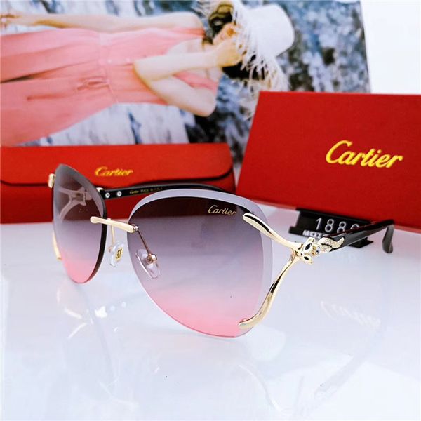 

Роскошные Rimless Солнцезащитные очки Конструктор Крупногабаритные Солнцезащитные очки Модные женские солнцезащитные очки УФ-поляризованные очки Открытый Adumbral с коробкой