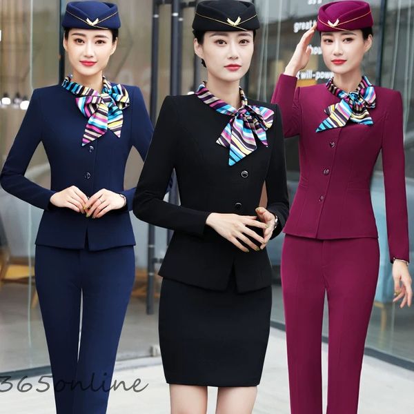 

fashion styles women business work wear suits professional office ladies work wear pantsuits female blazers sets with scarf, White;black
