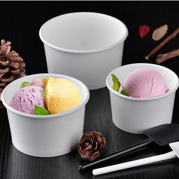 

3oz 5oz 8oz white ice cream paper cup disposable yogurt smoothie bowl without lid