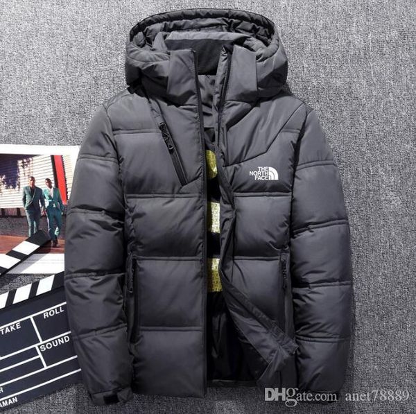 

New the north winter outdoor men clothing down jacket goo e parka coat thicken keep warm outdoor outerwear hoodie face jacket, Black