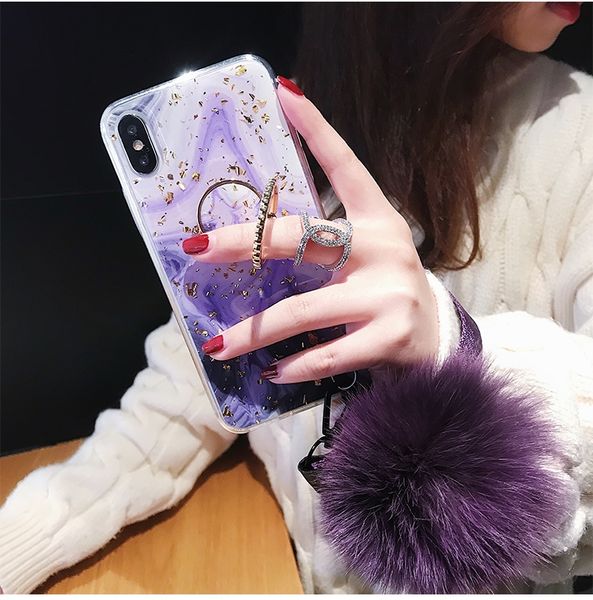 

new arrivals gradient color for iphone 8 marble case marble grain designer phone case soft tpu with hairball wristband for iphone case