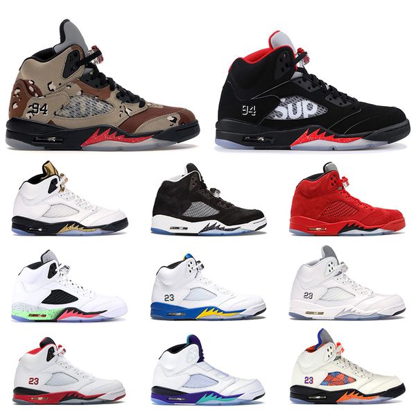 

2019 5s basketball shoes for men 5 ice blue laney michigan desert camo blue suede fire red fresh prince olympic mens sports sneakers