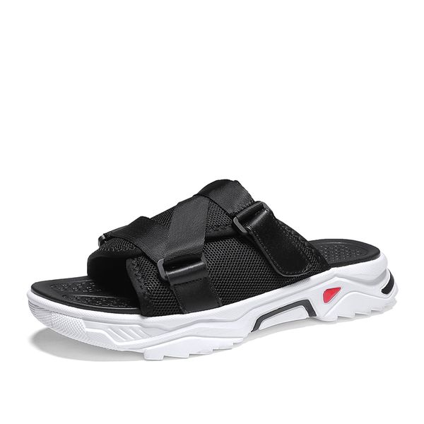 

men slippers summer for male slides non-slip indoor flats home sandals flip flops big size 48, Black