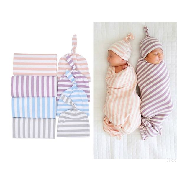 

new cotton baby blankets printed newborn infant baby boy girl sleeping swaddle muslin wrap +hat 2pcs