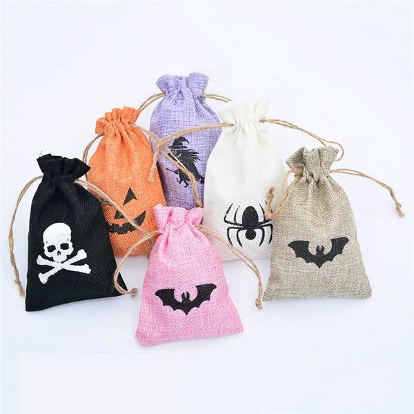 

halloween candy bag linen bags pumpkin witch drawstring bag devil spider gifts sack bags halloween props kids gifts