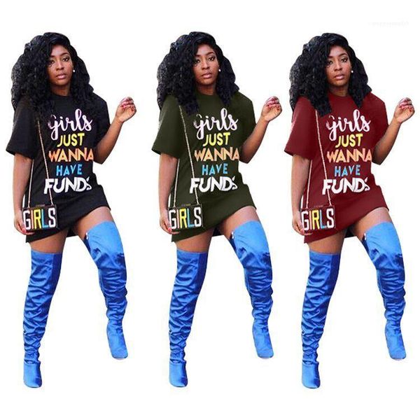

clothing women casual dress letters girls have funds designer tshirt dresses, Black;gray
