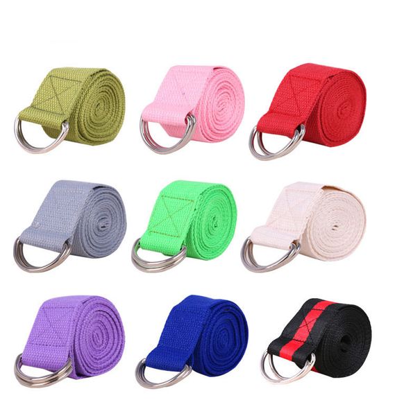 

10pcs cotton women yoga stretch belt multicolor d-ring belt fitness exercise rope resistance yoga fitness belt, Customize