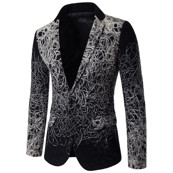 

new boutique men blazers and jackets trend embroidery slim fit blazers british style men suit jackets terno masculino 5xl, White;black
