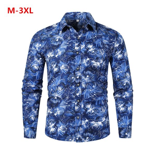 

men's autumn winter casual slim printed long sleeve shirts beach blouse fashion size leisure work clothes in, White;black
