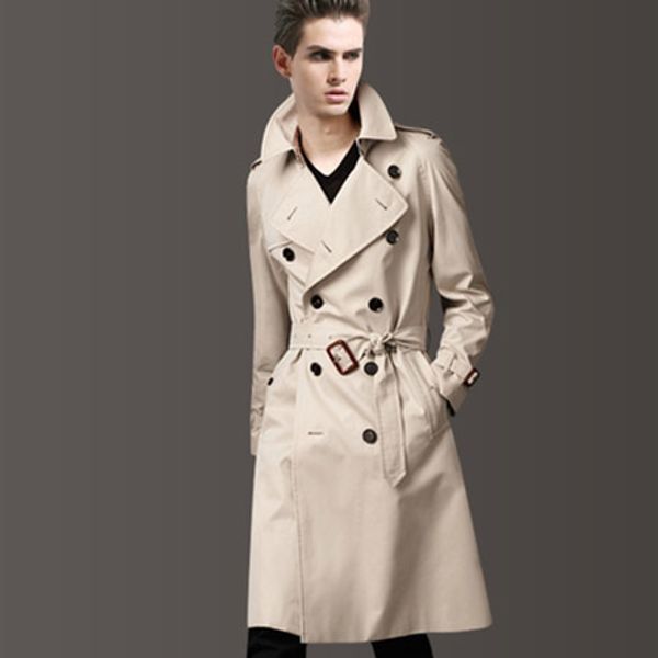 

2019 spring and autumn male trench male double breasted long design slim casual commercial men's clothing fashion outerwear, Tan;black