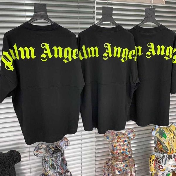 

2019 Черная / белая футболка Palm Angels Свободный негабаритный хип-хоп Летние футболки P