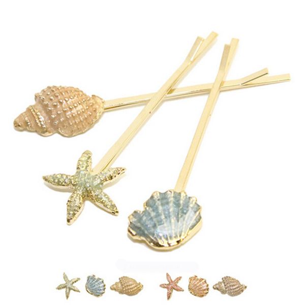 

симпатичные морская звезда shell раковина аксессуары для волос женская мода золотой цвет зажим для волос свадебная вечеринка украшения для в, Golden;silver