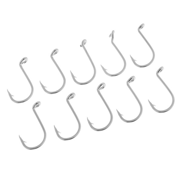

10pcs stainless steel fishing hooks wide gape barbed hooks baits holder tool