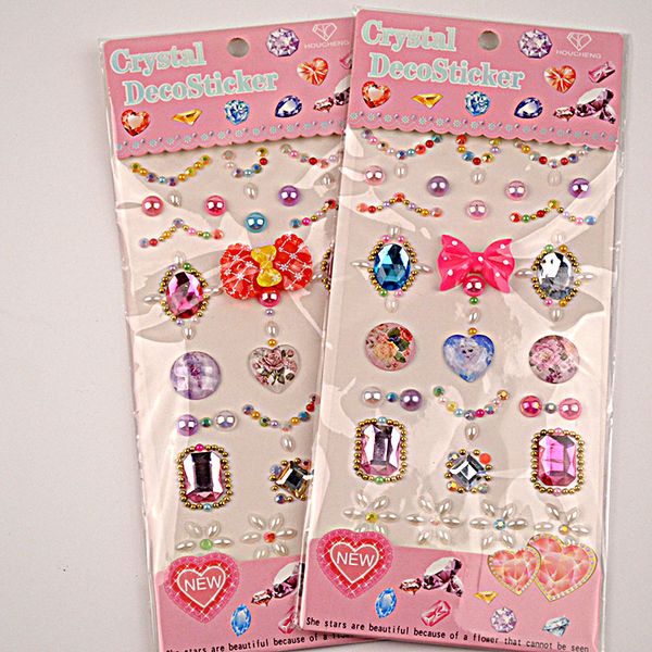 

wholesale 10pcs / set new mobile phone decorative printing cartoon diamond stickers popular acrylic resin pearl stickers
