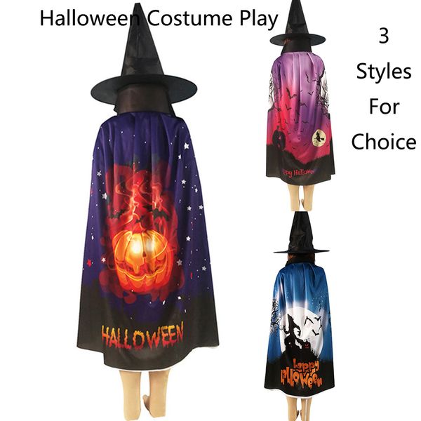 

woman 80cm halloween pumpkin print cloak manteau cape scarf poncho shawl wrap novelty costume polyester women