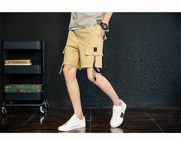

summer solid printed shorts fashion loose short pants casual designer male clothing with drawstring, White;black