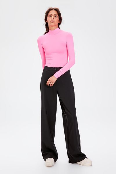 

trendyol black flare pants twoaw20pl0175, Black;white