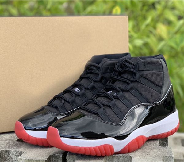 

11s bred returning holiday 2019 black white-varsity red 23 basketball shoes real carbon fiber mens athletic sneakers size 7-13