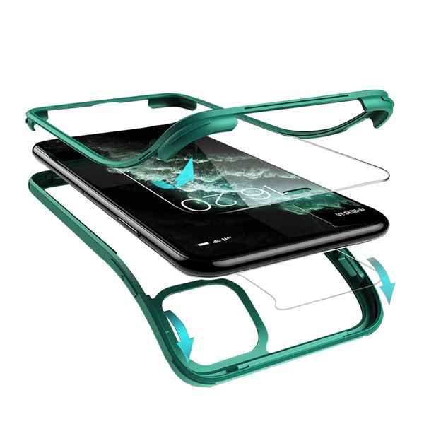 

luxury 360 full protection phone cover for iphone xr xs max x 11 pro max dual-layer ruggled built-in screen protector glass case