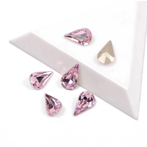 

nail art decorations yanruo 4300 pear shaped crystal quality lt. rose color on rhinestone beauty stones crystals for accessories, Silver;gold