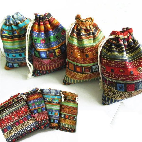 

100pcs/lot cotton jewelry bags ethnic gift bags stripe drawstring christmas jewelry bag, Pink;blue