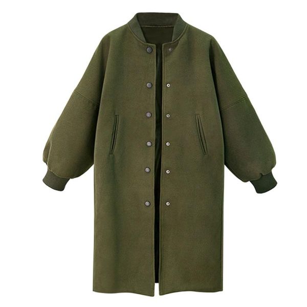 

jaycosin ladies fashion loose large size long woolen solid color coat casual office jacket autumn and winter warm warm wild, Black