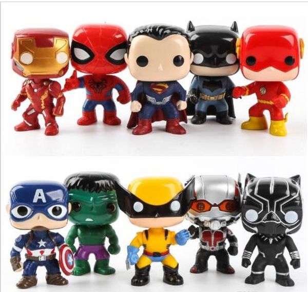 

funko pop 10pcs/set dc justice action figures league & marvel avengers super hero characters model vinyl action & toy figures