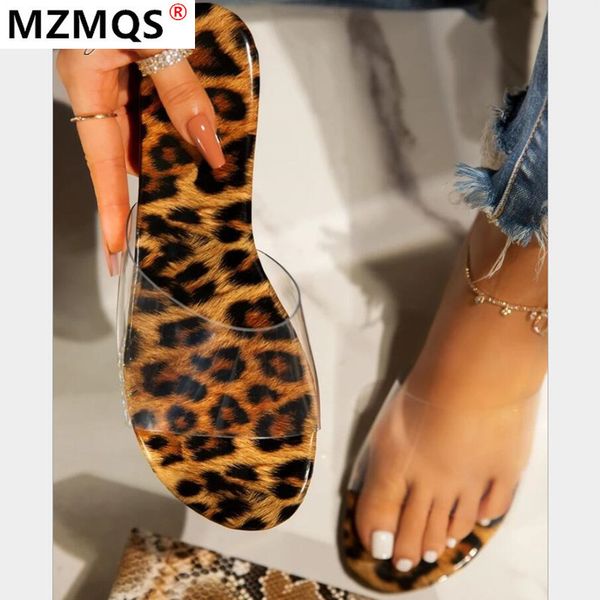 

flip flops 2020 new womentransparent sandals fashion wild women shoes animal prints sandals flat ladies slippers slippers woman, Black