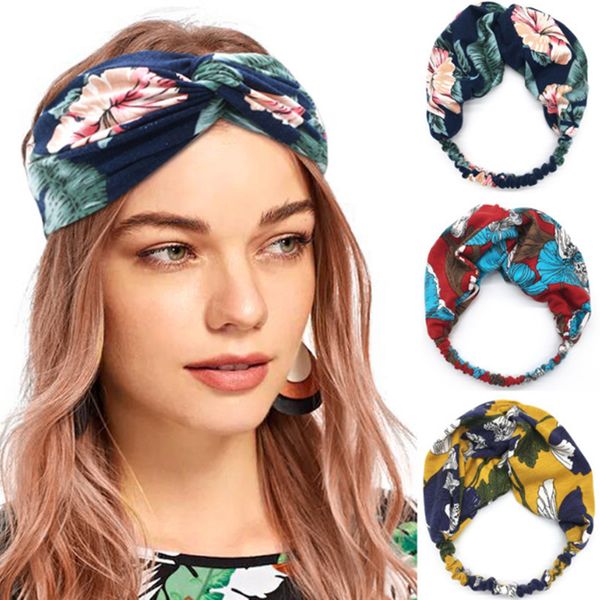 

women knotted wide headband floral stripes yoga headwrap cross stretch sports hairband turban head band hair accessories le251, Slivery;white