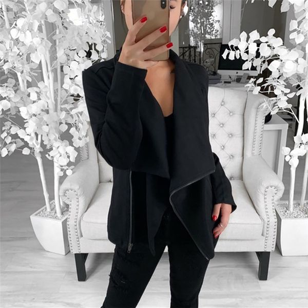 

loose kimono coat women long sleeve open front short cardigan suit jacket work office coat vintage autumn outwear, Black;brown