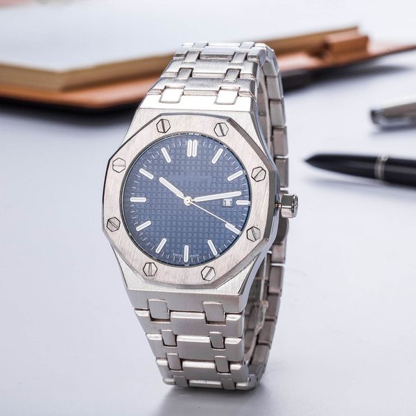 

2020 promotifashion mens luxury watch teel offshore quartz movement blue dial mens designer luxury watch royal oak clock, Slivery;brown