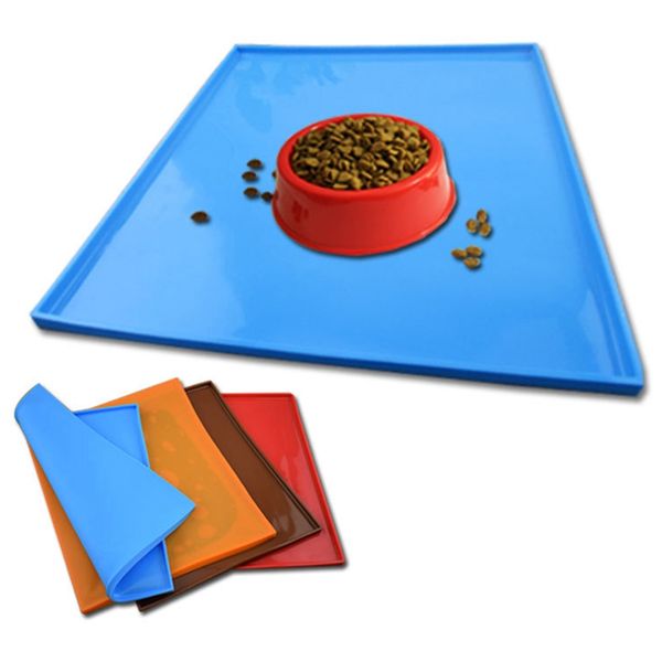 

waterproof pet mat for dog cat solid color silicone practical pet pad bowl drinking mat dog feeding placemat easy washing