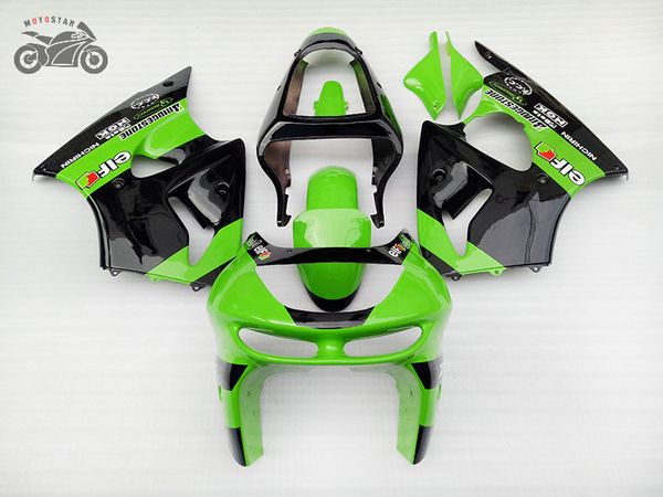 ZX6R 98 99 set Kawasaki Ninja ZX6R 1998 1999 yeşil siyah motosiklet yol yarışı grenaj için yüksek kalitede Çin Fairing kiti