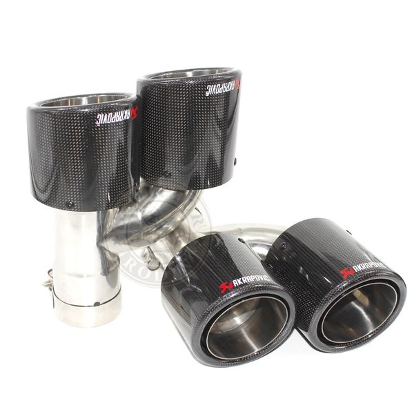 

krapovic carbon fiber muffler exhaust tailpipe nozzle car exhause h shaped hemming glossy 1 out 2 twill + silver ing