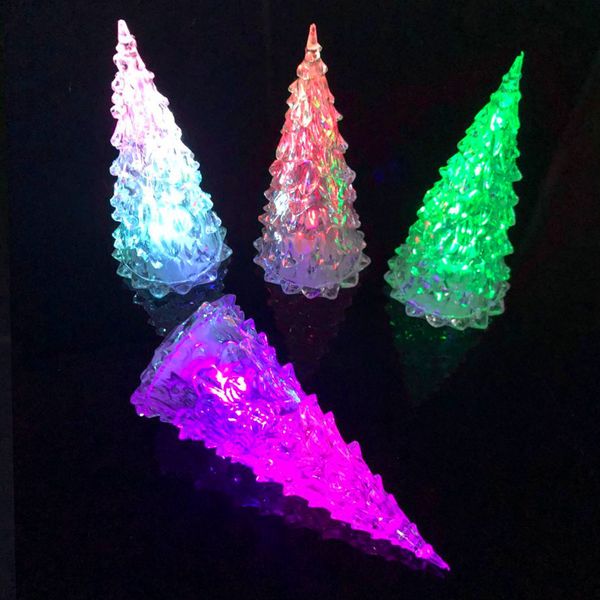 Acryl-Weihnachtsbaum, leuchtende Spielzeuge für Kinder, LED-Buntkristall-Blitz, kleine Nachtlichter, Weihnachtsgeschenke