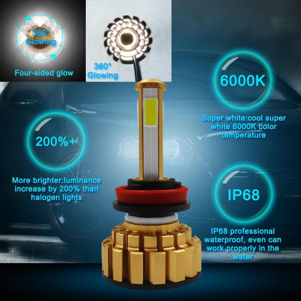 

1pc led h7 h4 h11 9006 9005 car led headlight hulbs car lights 6000k 80w 12000lm 12v 24v auto headlamps accessories