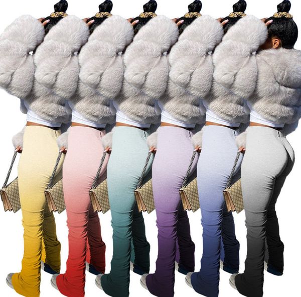 

new women long trousers clothing designer color changing temperament hip-lifting slim fit mini leggings club micro flared pants l996, Black;white
